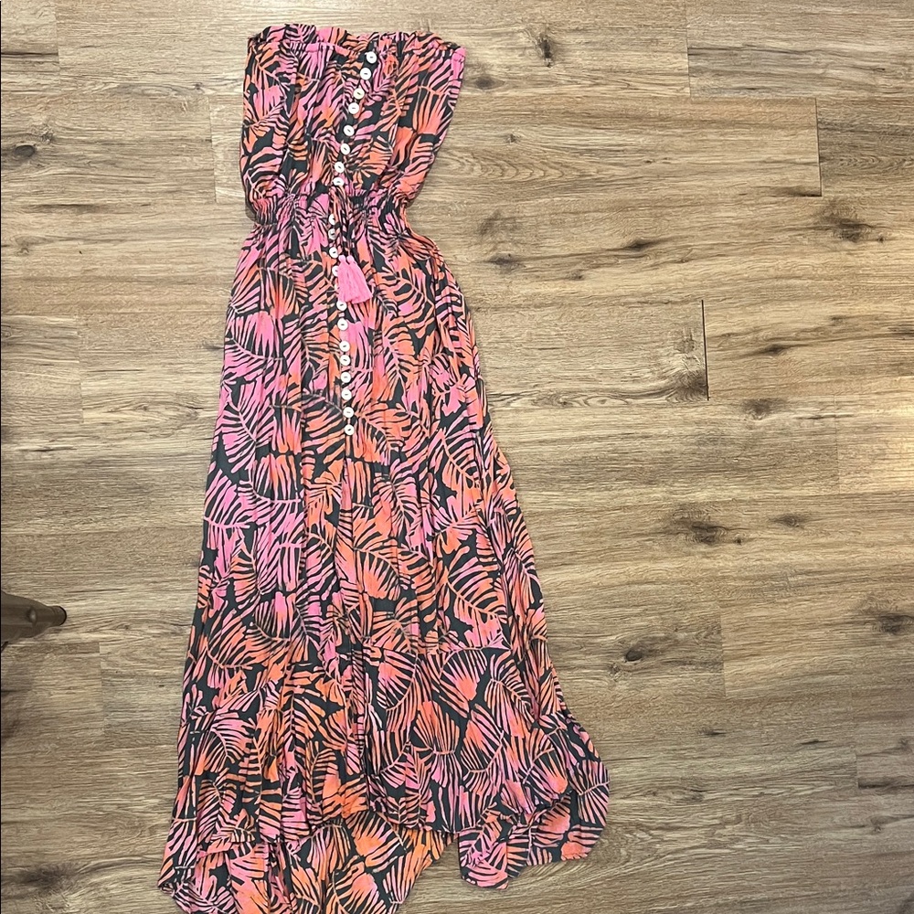 Tiare Hawaii Pink and Black Midi Dress